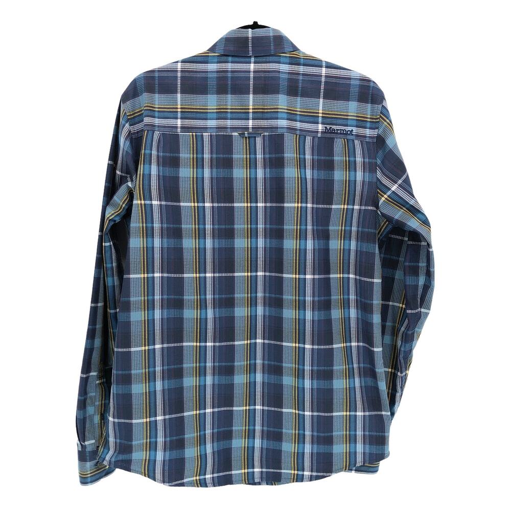 Marmot Plaid Button Up Shirt Blue Long Sleeve Lightweight Mens Small - Picture 5 of 7